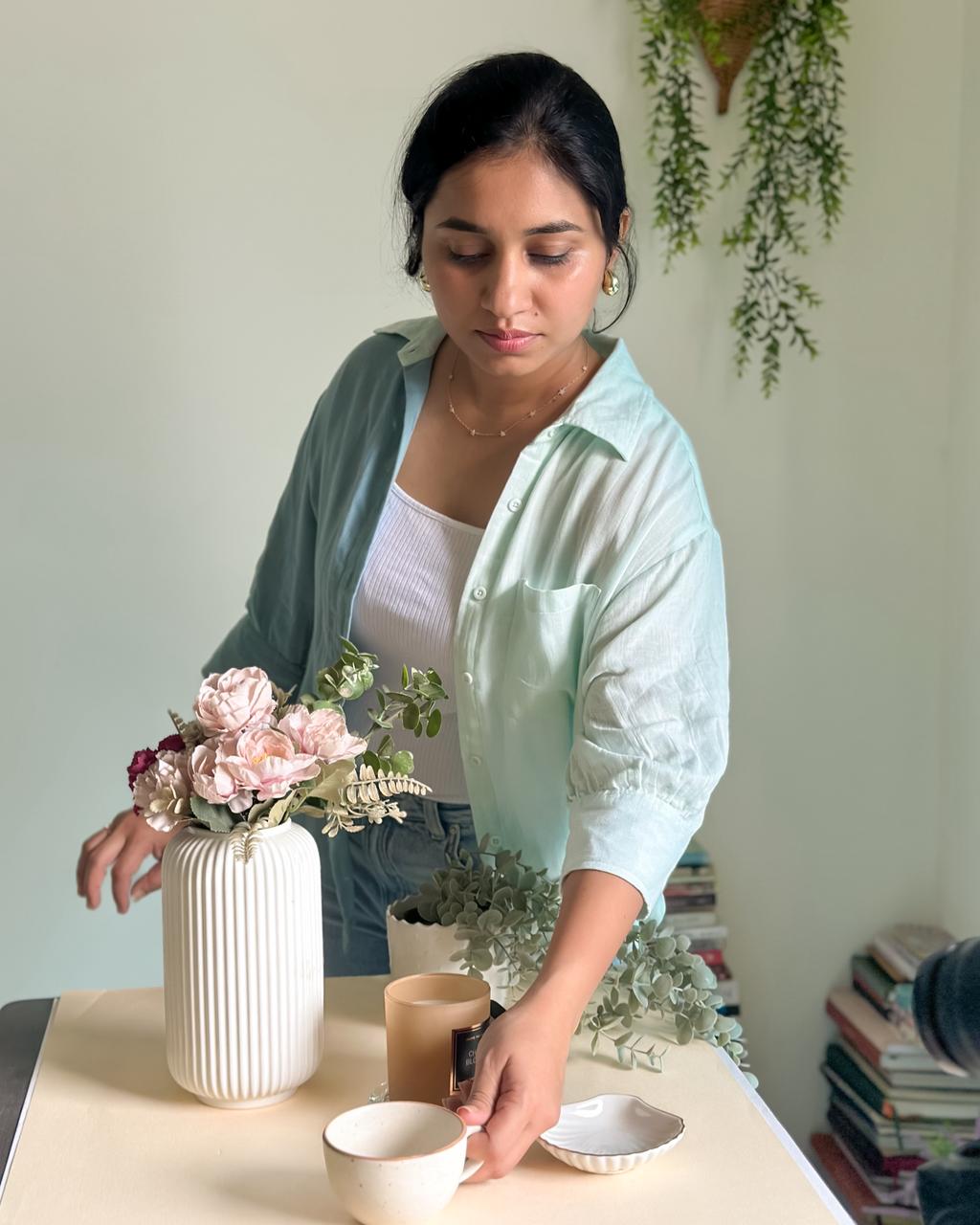 Kalyani styling a flatlay setup